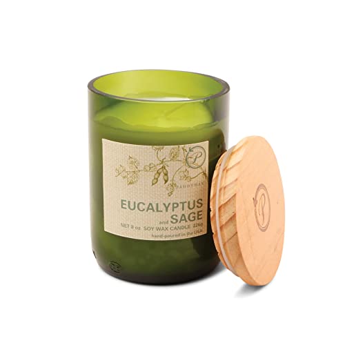 Paddywax Candles Eco Collection Soy Wax Blend Candle in Glass Jar, Medium- 8 Ounce, Eucalyptus & Sage