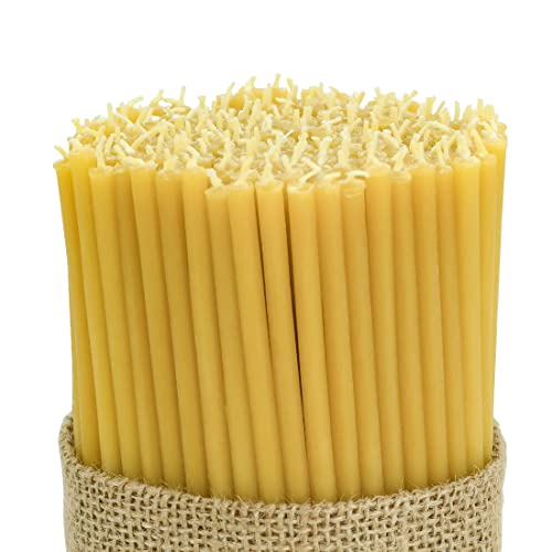 DEYBBY Beeswax Birthday Candles – 100 Count Beeswax Candles - Dripless and Smokeless Eco Beeswax Taper Candles for Home