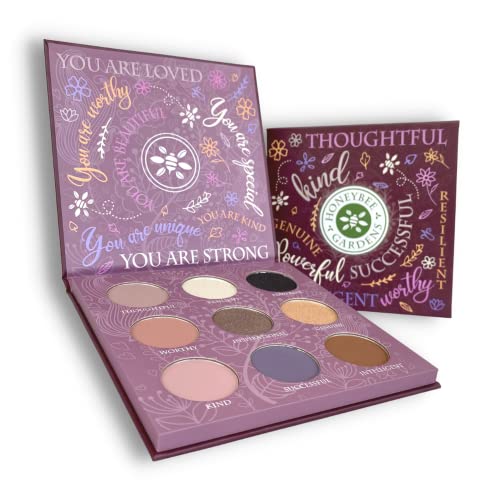 Honeybee Gardens Power of Positivity Eye Shadow Palette | Natural Ingredients & Eco-Friendly, Gluten-Free, Vegan, Paraben-Free | 9 Shades, Net Wt 1.3 g each