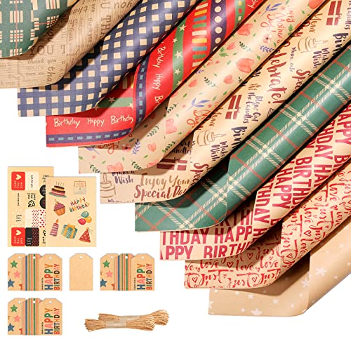 Heelay Eco Friendly Gift Wrapping Paper,Birthday Wrapping Paper, Biodegradable Upgraded Wrapping Paper Set【10 Sheet Wrapping Paper Set 27.55x39.37 】 For Mother's Day, Father's Day, Thanksgiving, etc.